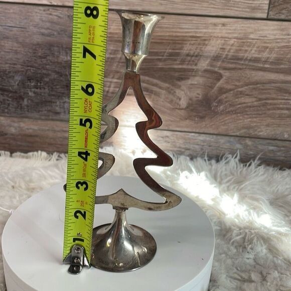 International Silver Co 3 Christmas Tree Silverplated Candlestick Holders Vtg - Picture 7 of 9